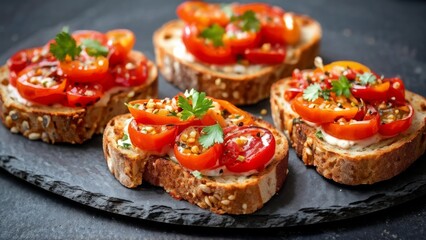 Tartines with hot peppers.