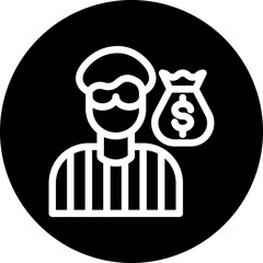 Robber Vector Line White Circle Black