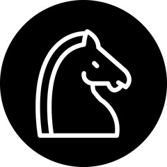 Trojan Horse Vector Line White Circle Black