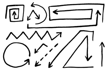 Set of decorative doodles of arrows, pointers.Vector graphics.