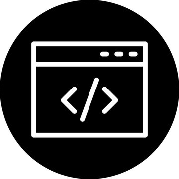 Web Coding Vector Line White Circle Black