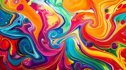 Bright and colorful marbling art background with swirling patterns and color splashes, vibrant and dynamic design.