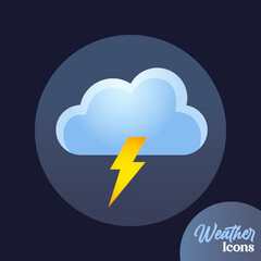 Vector weather icon with thunderstorm for mobile apps, websites, weather forecast, etc.	
