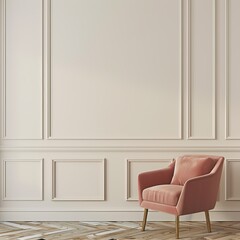 chair in a room in front of the empty wall