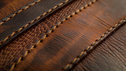 The leather and stitching of tefillin straps with copy space