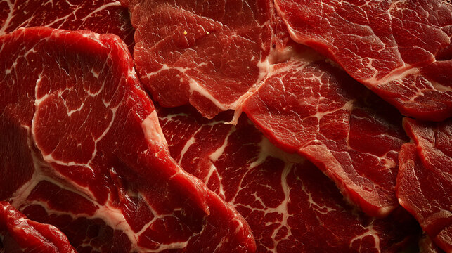 The detailed texture of kosher meat, highlighting marbling and freshness with copy space