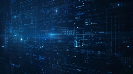 Obraz premium Abstract Background with Blue Grid Technology and Data Matrix