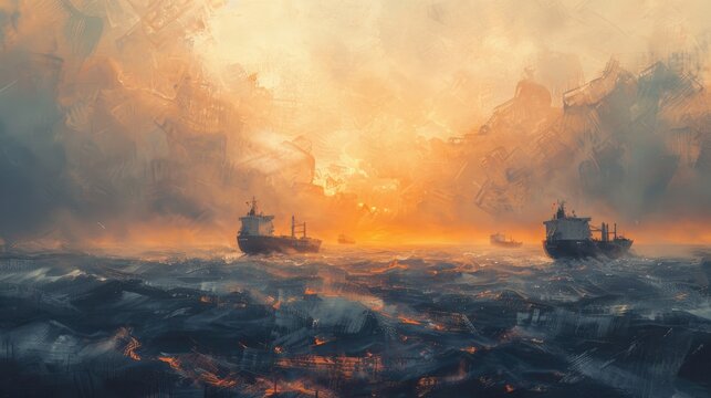 Cargo vessels on the horizon