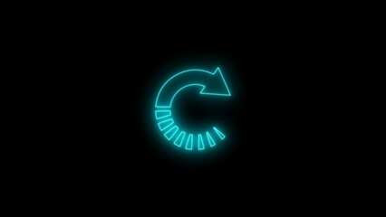 Neon circle loading icon. Glowing Colorful Loaders symble. Neon upload download round icon.