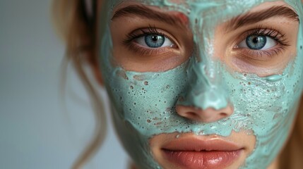 Fototapeta premium A woman with a facial mask, Facial health care and cosmetics concept.