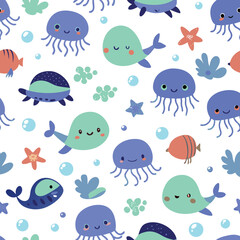 seamless pattern with fishes, seamless pattern with fish, seamless pattern with birds. Fish and Birds Designs for Fabric, Wallpaper, and Graphics