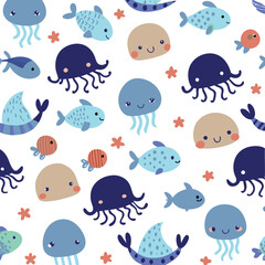 seamless pattern with fishes, seamless pattern with fish, seamless pattern with birds. Fish and Birds Designs for Fabric, Wallpaper, and Graphics