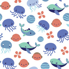 seamless pattern with fishes, seamless pattern with fish, seamless pattern with birds. Fish and Birds Designs for Fabric, Wallpaper, and Graphics