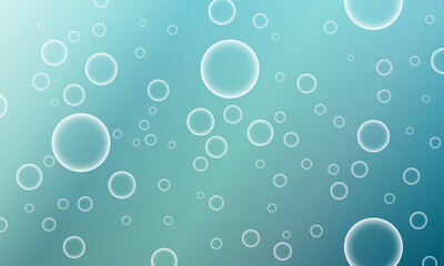 Abstract circles bubbles blue background. soft shiny soap.