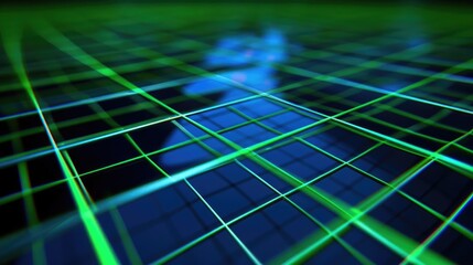 Vibrant green and blue digital grid with a techinspired design, it expresses an abstract and dynamic feel AIG62