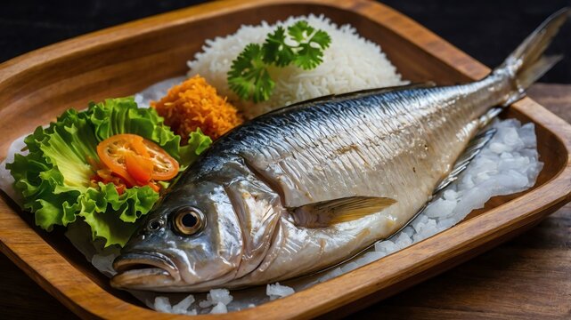 tinapang bangus smoked milkfish often served aesthetically in a wooden plate and table