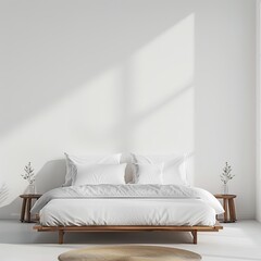 white sofa in a room in front of the empty wall