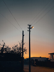 power lines at sunset