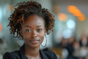 Fototapeta premium Leading the Discussion: Young Businesswoman in a Meeting