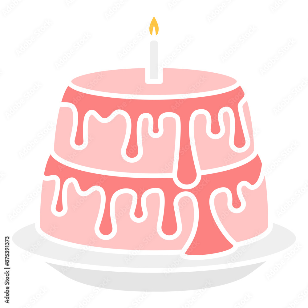 Poster birthday cake with candle