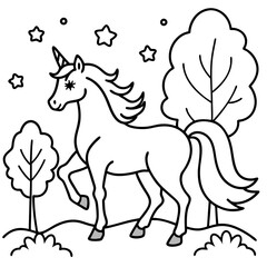 majestic unicorn frolicking in a magical forest