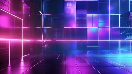 Obraz premium Neon Glow in a Futuristic Room
