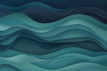 The image depicts a series of fluid, layered waves in multiple shades of blue.