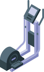 Elliptical trainer standing on white background, isometric view