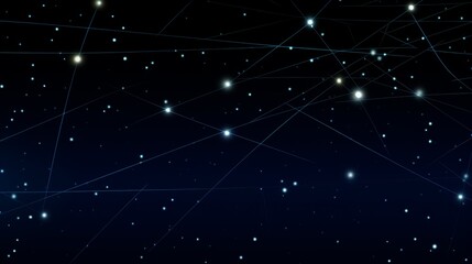 Glowing stars and galaxy network with connecting lines creating magical space illustration interstellar and night sky conceptual image, space concept