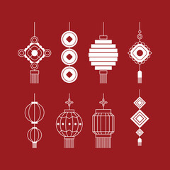 Chinese element collection. Vector decorative collection of patterns, frame, flowers , clouds and knotting in Chinese style