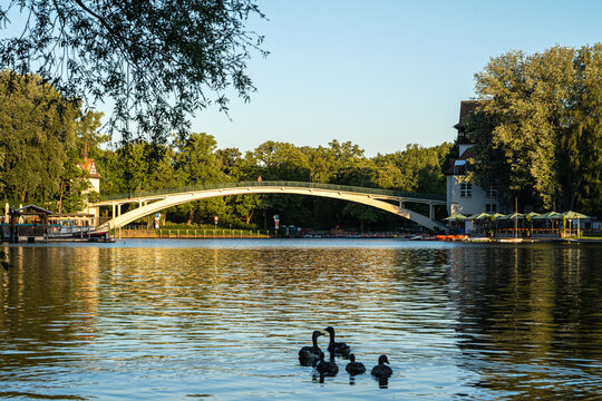 Abteibr&uuml;cke, a pedestrian bridge  connecting treptower park to Insel der Jugend in Berlin, Germany