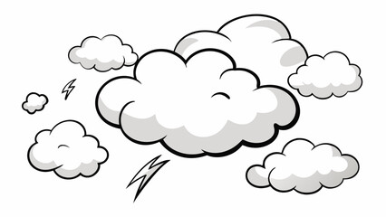 Collection of Manga-Style Cloud Sketches Special Effects on Plain White Background