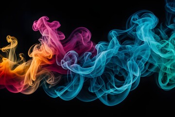 Colorful Abstract Smoke Painting on Black Background