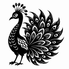 Fototapeta premium Peacock black silhouette