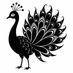 Peacock black silhouette