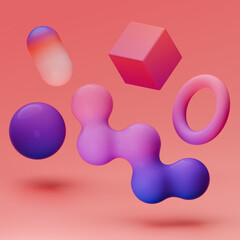 colorful abstract shapes 3d render