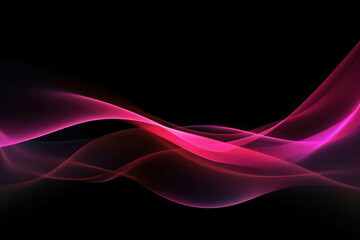 Fototapeta premium Elegant and Fluid Abstract Pink Light Waves Against a Deep Black Background Creating a Sense of Motion and Grace