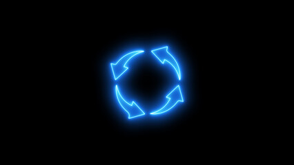 Neon circle loading icon. Glowing Colorful Loaders symble. Neon upload download round icon.