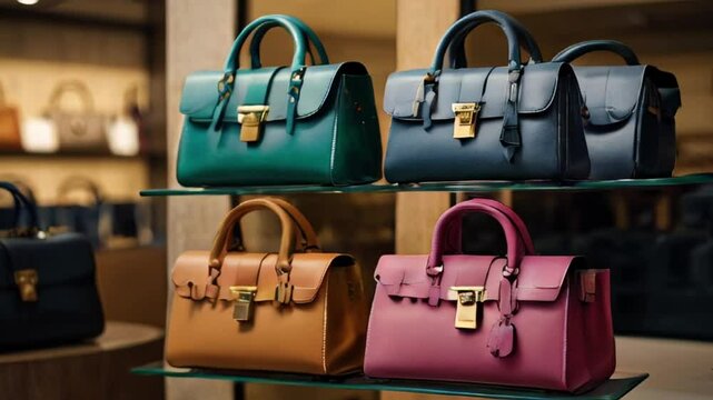 Assortment of Designer Leather Handbags on Display