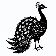 Peacock black silhouette © koushik