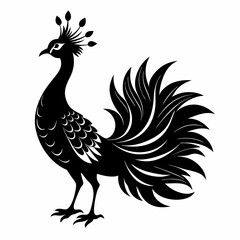 Peacock black silhouette