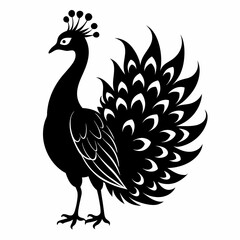 Peacock black silhouette