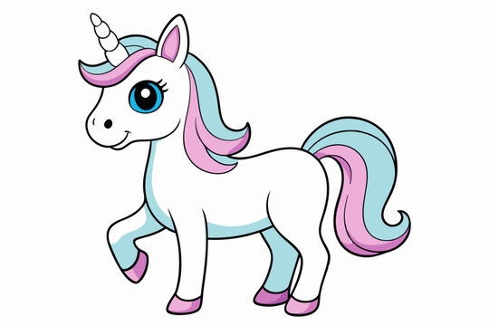 cute unicorn with blue and pink hair