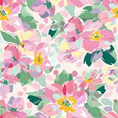 Detailed Hand-Painted Floral Pattern for Fashion