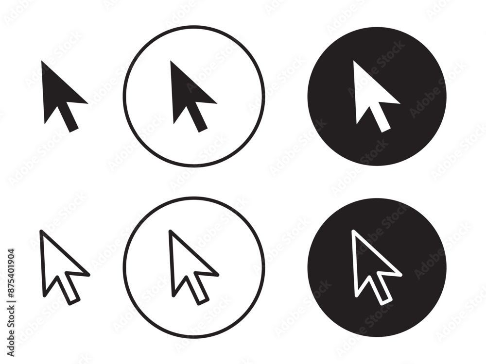 Poster click icon vector, cursor icon. computer mouse click cursor black arrow icons. pointer arrow vector 
