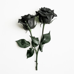 Black roses on white background