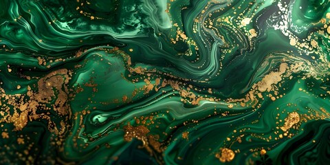 Obraz premium Patterns of Green and Gold Liquid on St Patrick's Day Background. Concept St Patrick's Day, Green and Gold, Liquid Patterns, Festive Background