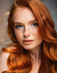 portrait of a woman with red hair and freckles
