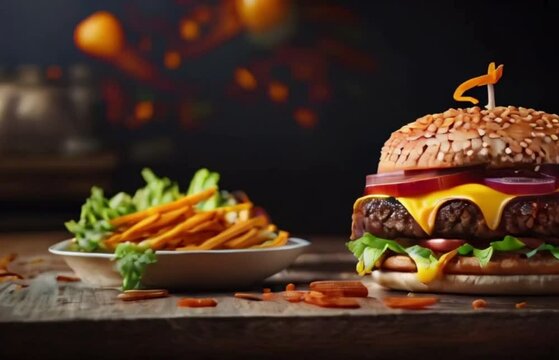 hamburger on the table