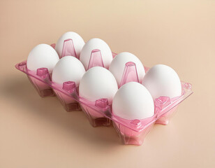 eggs in a pink plastic container